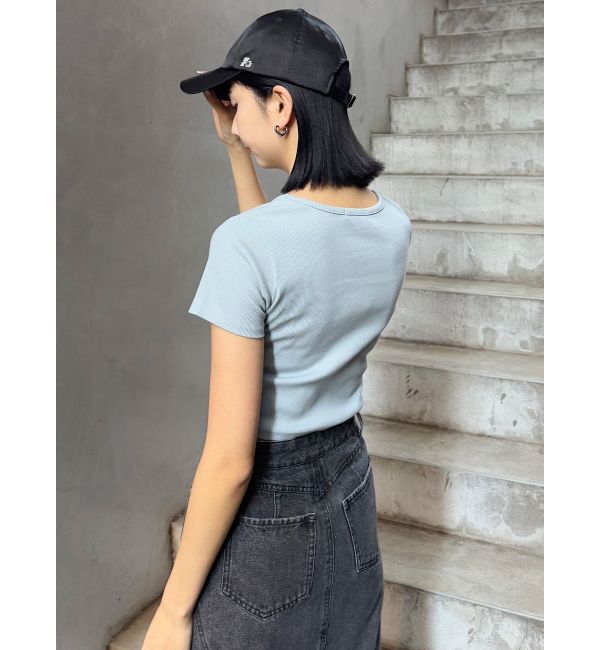 MURUA「テレコロゴクロップドT」|Tシャツ・カットソー|