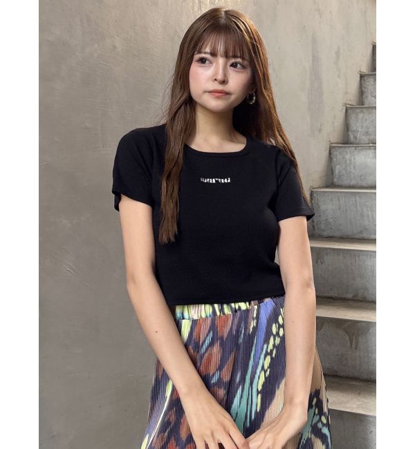 MURUA「テレコロゴクロップドT」|Tシャツ・カットソー|