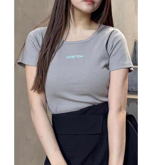 MURUA「テレコロゴクロップドT」|Tシャツ・カットソー|モカ