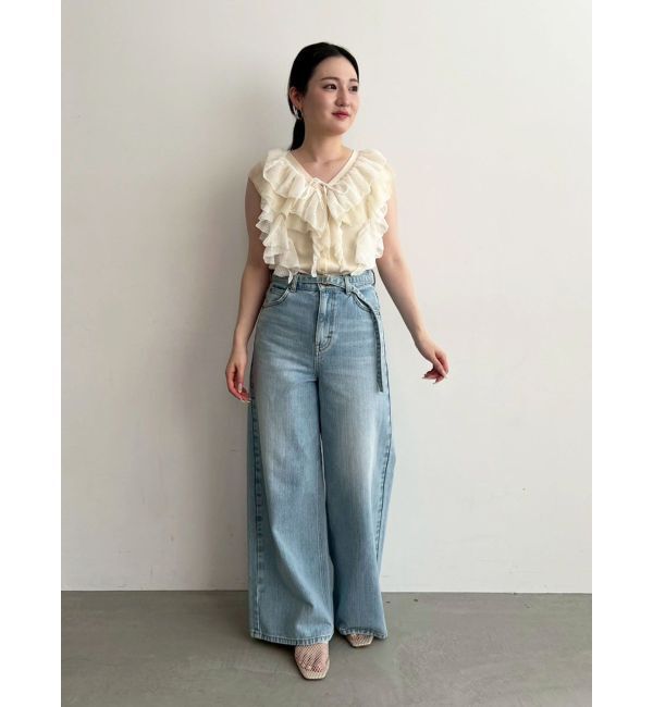 LAGUNAMOON「メッシュフリルノースリニットプルオーバー」|ニット・セーター|