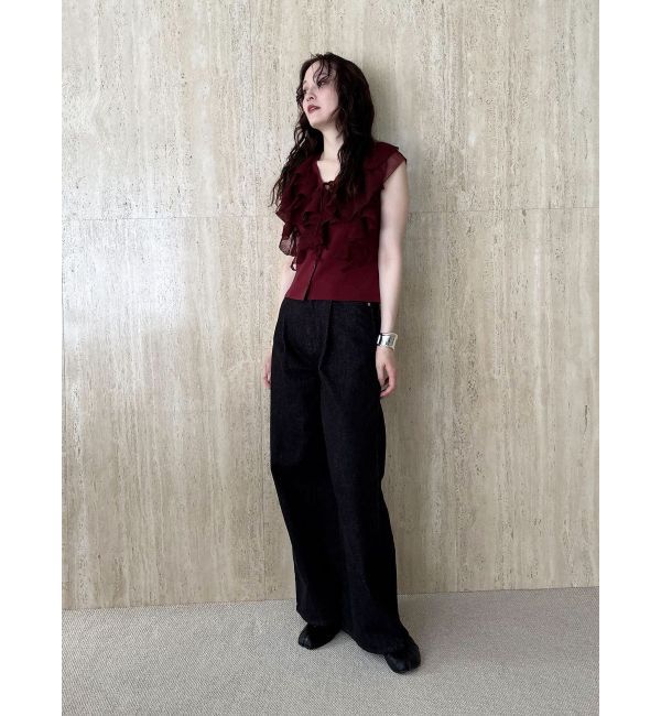 LAGUNAMOON「メッシュフリルノースリニットプルオーバー」|ニット・セーター|