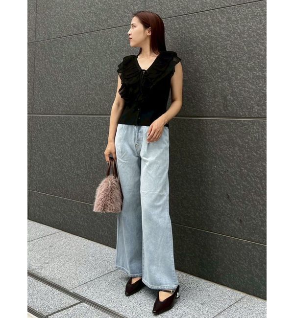 LAGUNAMOON「メッシュフリルノースリニットプルオーバー」|ニット・セーター|