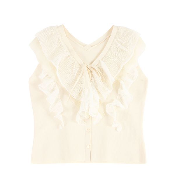 LAGUNAMOON「メッシュフリルノースリニットプルオーバー」|ニット・セーター|