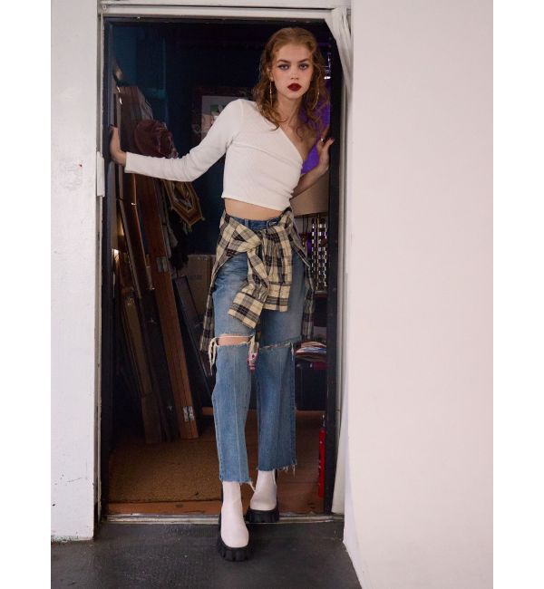 EVRIS「ワンショルダークロップドトップス」|Tシャツ・カットソー|