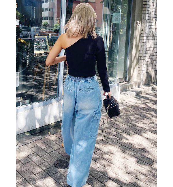 EVRIS「ワンショルダークロップドトップス」|Tシャツ・カットソー|