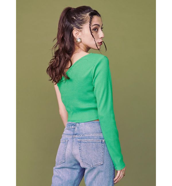 EVRIS「ワンショルダークロップドトップス」|Tシャツ・カットソー|