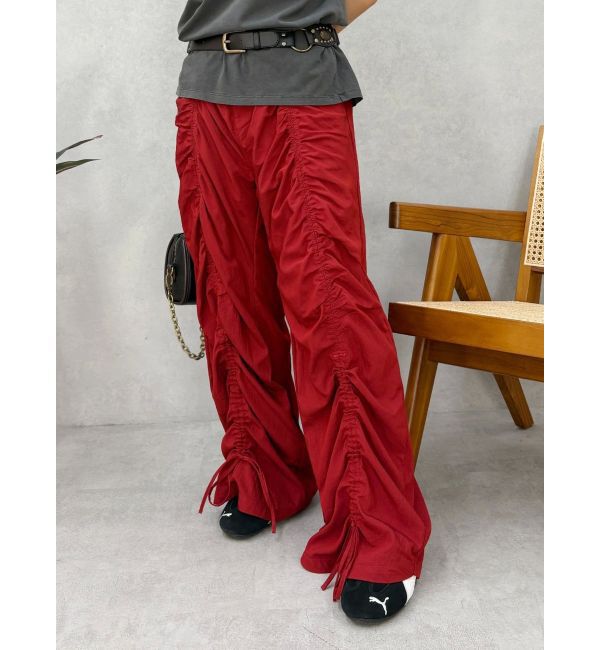 EVRIS「ドロストフレアパンツ」|その他|レッド