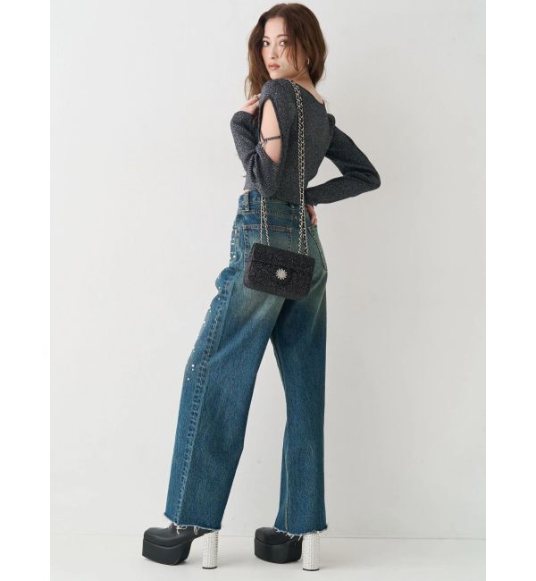 EVRIS「オープンアームラメチャームニットトップス」|ニット・セーター|