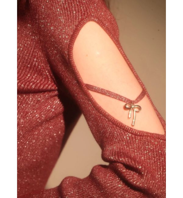 EVRIS「オープンアームラメチャームニットトップス」|ニット・セーター|