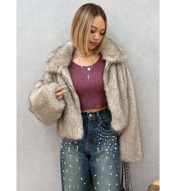 EVRIS「オープンアームラメチャームニットトップス」|ニット・セーター|