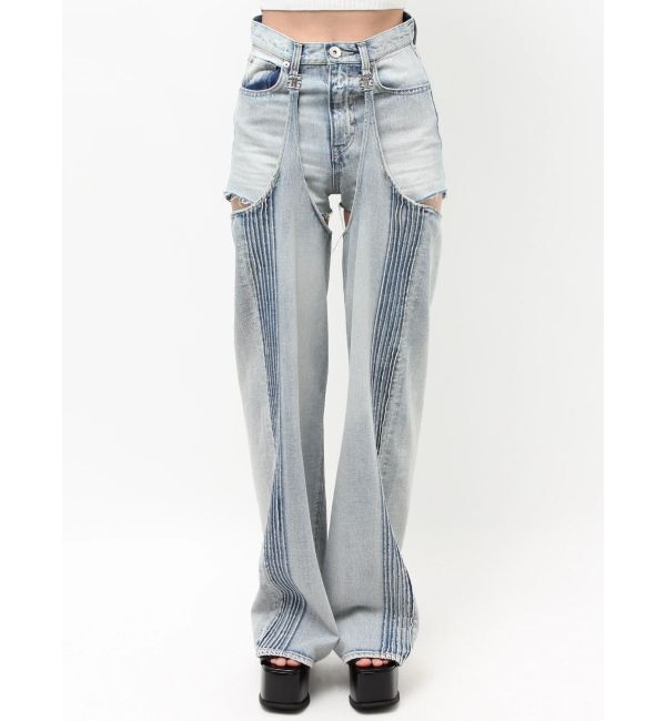 GYDA「ハイウエストSymmetry GYDA 2WAYラインプリーツデニムパンツ」|デニム|