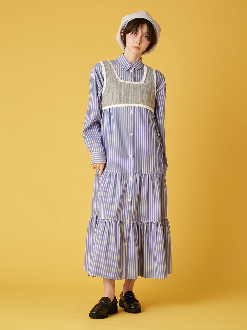 FURFUR「ベストレイヤードシャツワンピース」|ワンピース|BLU