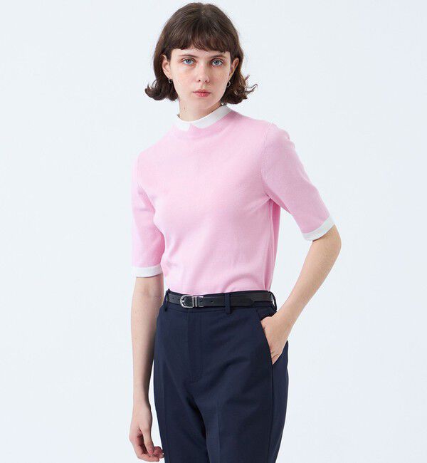 MACKINTOSH PHILOSOPHY「【2025年春夏モデル】Cleric Collar Knit ハーフスリーブ」|ニット・セーター|ピンク