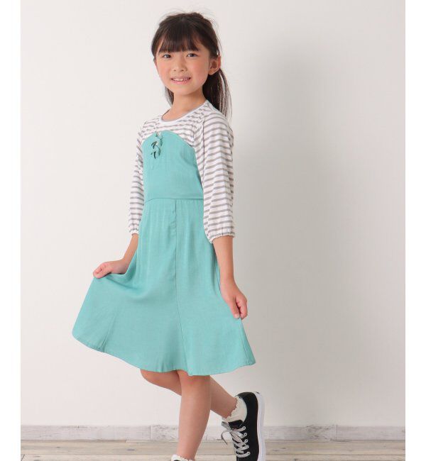 ikka kids「ボーダー7分Tドッキングワンピース（120~160cm）」|スカート|ペパーミント