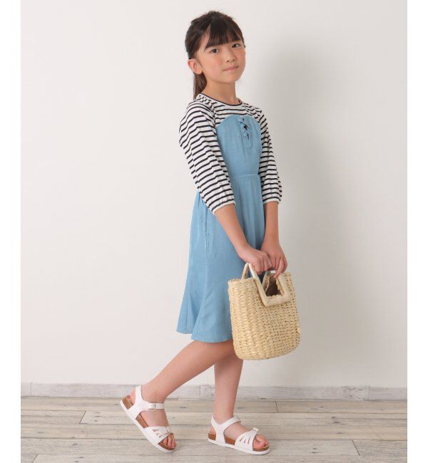 ikka kids「ボーダー7分Tドッキングワンピース（120~160cm）」|スカート|