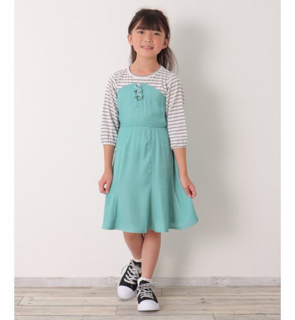 ikka kids「ボーダー7分Tドッキングワンピース（120~160cm）」|スカート|