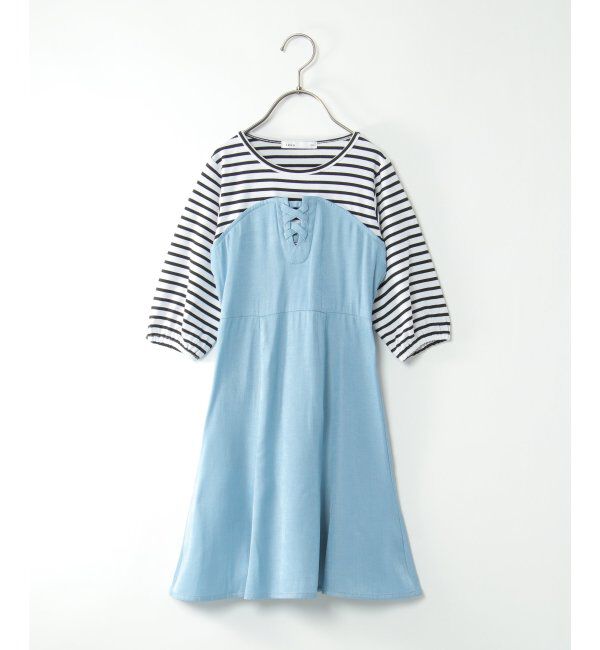 ikka kids「ボーダー7分Tドッキングワンピース（120~160cm）」|スカート|