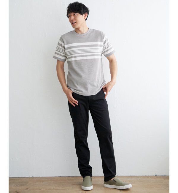 ikka「パイナップルパネルボーダーTシャツ」|Tシャツ・カットソー|