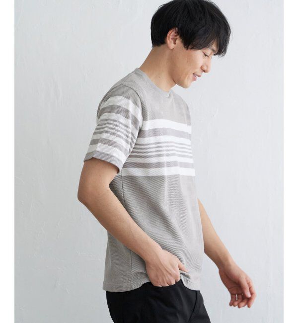 ikka「パイナップルパネルボーダーTシャツ」|Tシャツ・カットソー|