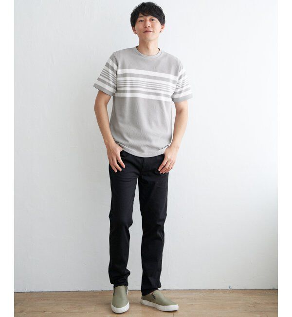 ikka「パイナップルパネルボーダーTシャツ」|Tシャツ・カットソー|