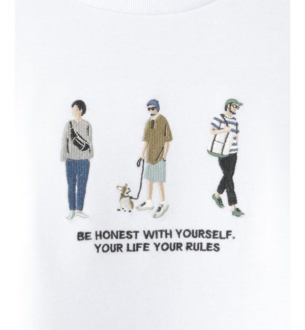 ikka kids「【親子おそろい】裾レイヤー刺繍Tシャツ（120~160cm）」|Tシャツ・カットソー|