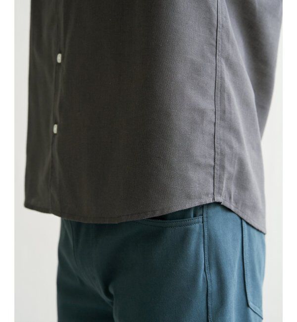 ikka「7分袖リネン混切り替えポケットシャツ」|シャツ・ブラウス|