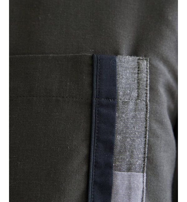 ikka「7分袖リネン混切り替えポケットシャツ」|シャツ・ブラウス|