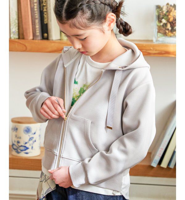ikka kids「ダンボール裾レイヤージップパーカー（120~160cm）」|Tシャツ・カットソー|