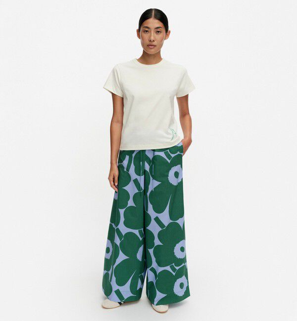 Marimekko「Sh Puoti Unikko パンツ」|チノ|ブルー&times;グリーン