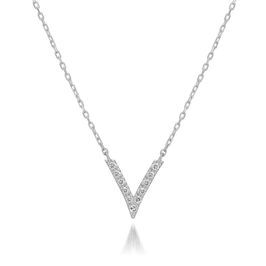 STAR JEWELRY「WISHBONE V NECKLACE」|ネックレス|プラチナ