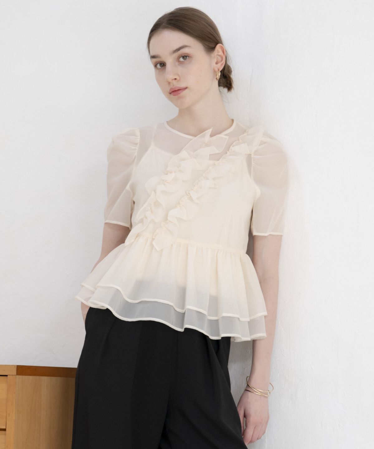 アンドクチュール「キャミ付きペプラムシアーブラウス」|シャツ・ブラウス|