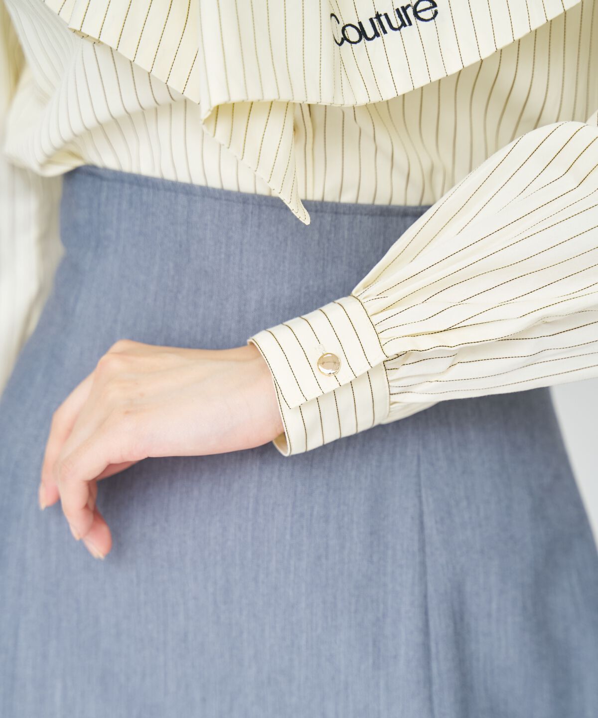 アンドクチュール「バタフライリボンストライプブラウス」|シャツ・ブラウス|