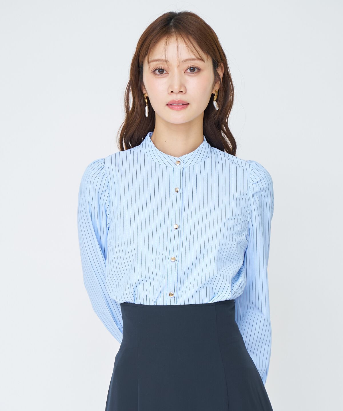 アンドクチュール「バタフライリボンストライプブラウス」|シャツ・ブラウス|