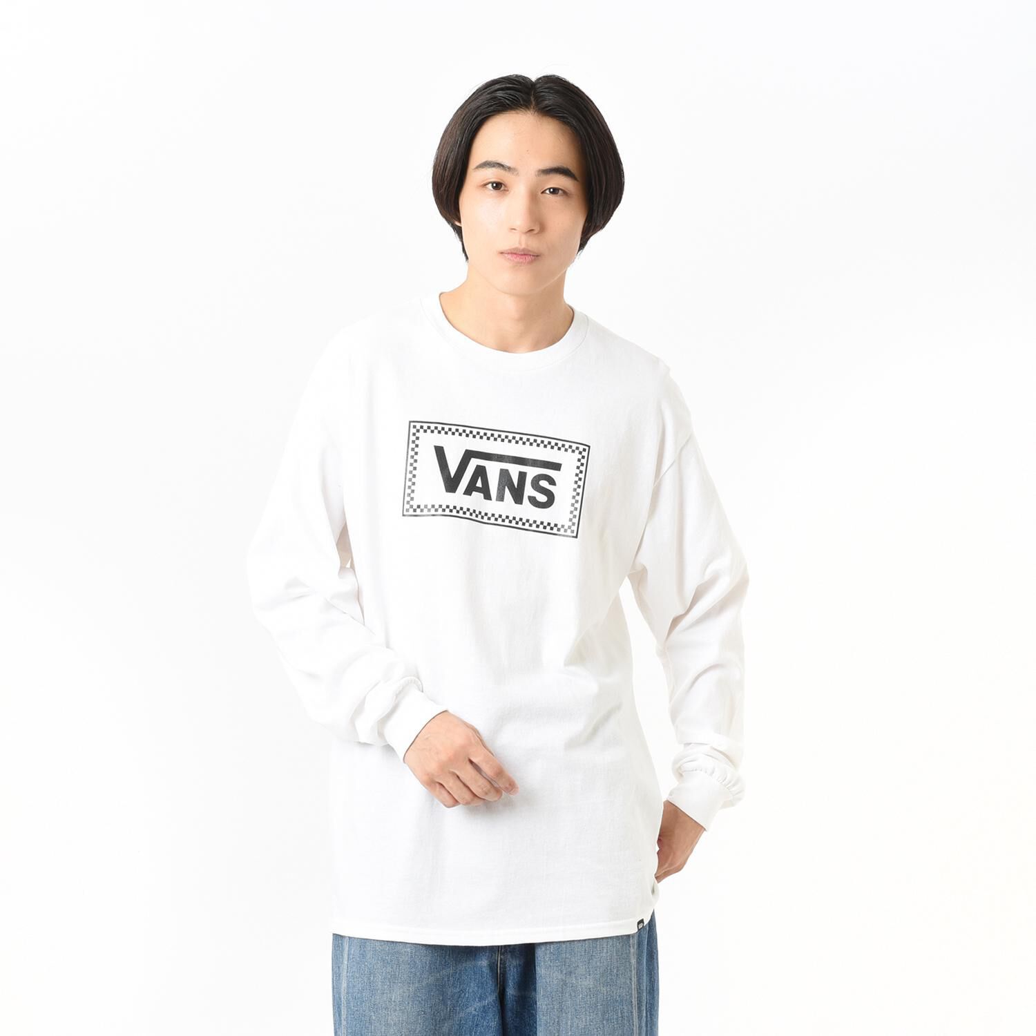 VANS「【VANSｱﾊﾟﾚﾙ(WJ)】M CHECKER BOX LS TEE」|Tシャツ・カットソー|ホワイト