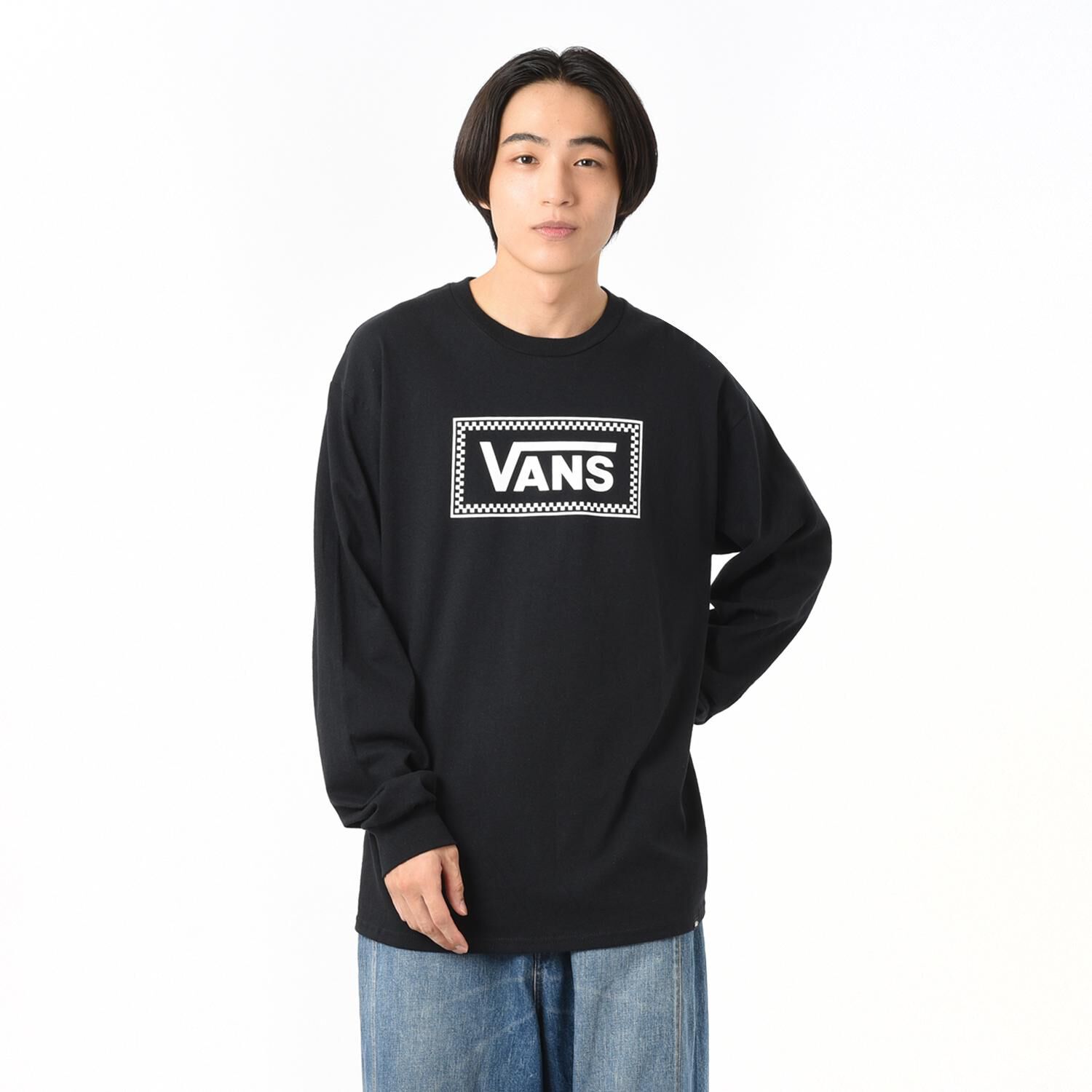 VANS「【VANSｱﾊﾟﾚﾙ(WJ)】M CHECKER BOX LS TEE」|Tシャツ・カットソー|ブラック