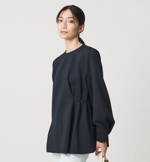 UNITED ARROWS「SPONGY クルーネック ギャザー ブラウス」|シャツ・ブラウス|