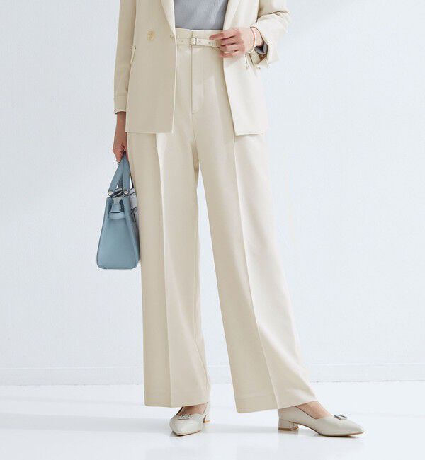 UNITED ARROWS green label relaxing「［size SHORT/TALLあり］パウドレ ワイド パンツ ナチュラル」|スラックス|