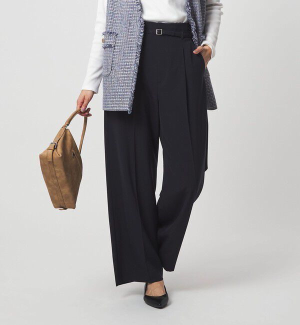 UNITED ARROWS green label relaxing「［size SHORT/TALLあり］パウドレ ワイド パンツ ウォッシャブル ストレッチ」|スラックス|