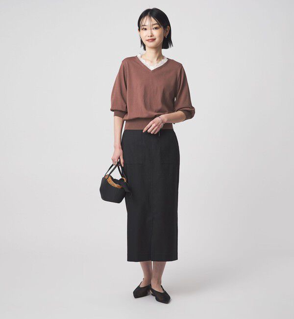 UNITED ARROWS green label relaxing「レース Vネック プルオーバー ニット」|ニット・セーター|