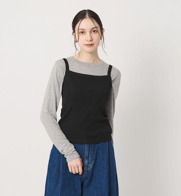 BEAUTY&YOUTH UNITED ARROWS「コットン パターンメッシュ キャミソール」|タンクトップ|BLACK