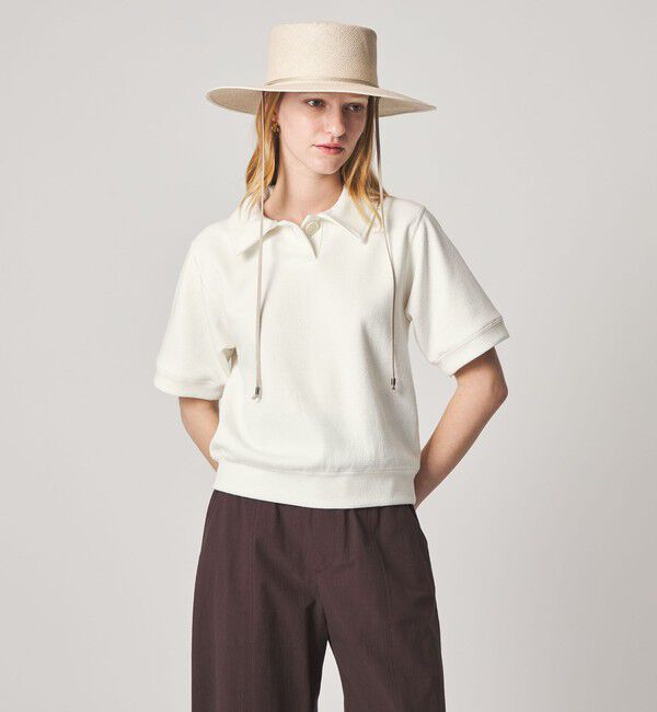 STEVEN ALAN「＜Steven Alan＞ブークレ ダンボール ワンボタン ハーフスリーブ プルオーバー」|Tシャツ・カットソー|