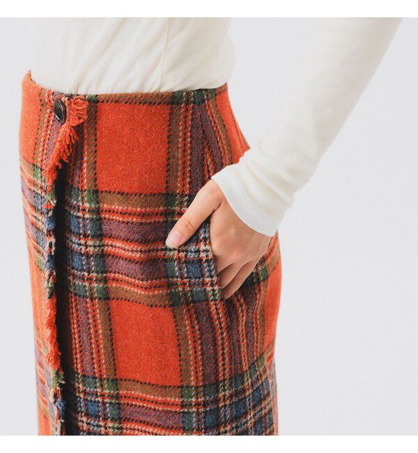 BEAMSBOY「ハリスツイード フリンジ スカート」|スカート|