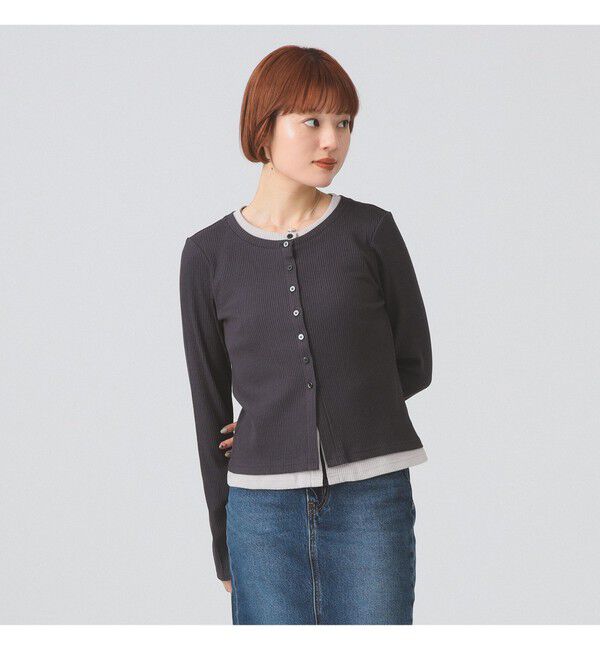 Ray BEAMS 「RIB レイヤード カーディガン」|Tシャツ・カットソー|GREY