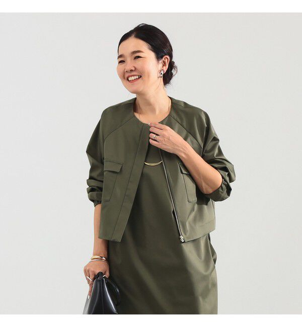 Demi-Luxe BEAMS 「エディター東原妙子 &times; Demi-Luxe BEAMS / シャイニー ポケット ショートブルゾン」|ブルゾン・スタジャン|