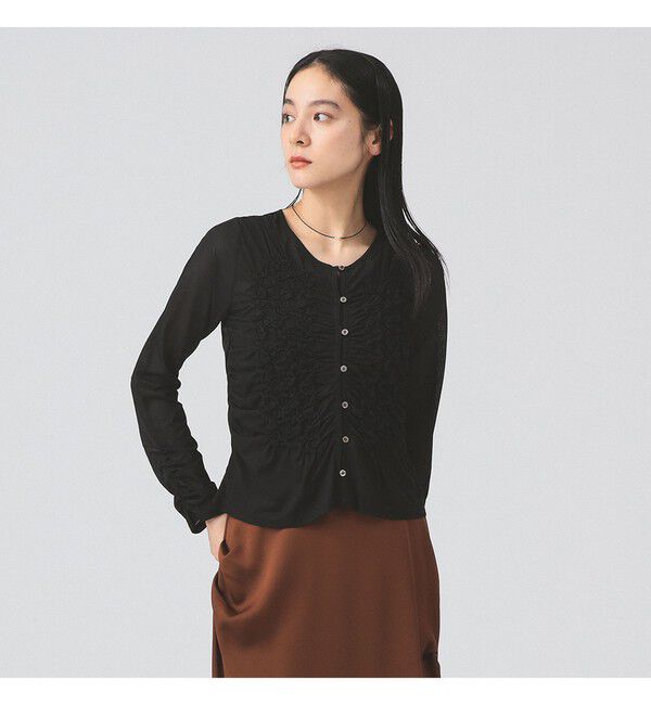 Ray BEAMS 「シャーリング ギャザー カーディガン」|カーディガン|