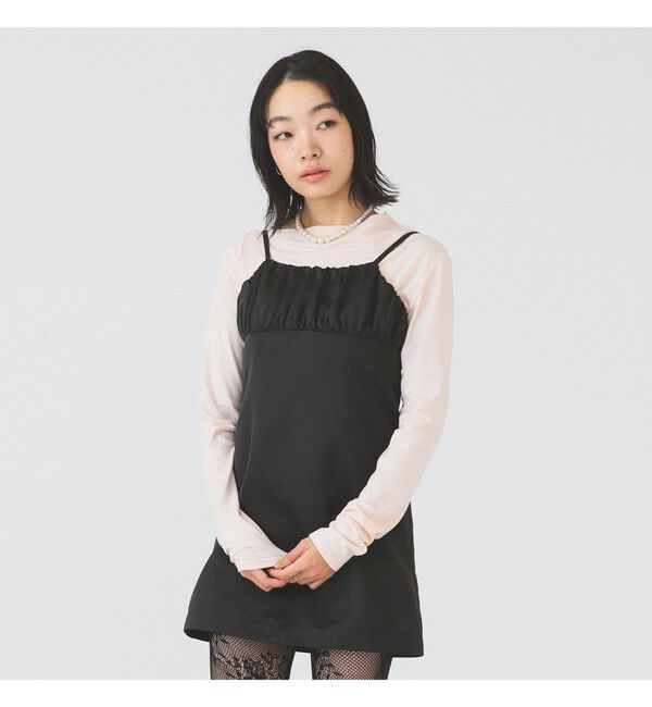 Ray BEAMS 「サテン ミニ キャミソール ワンピース」|ワンピース|BLACK