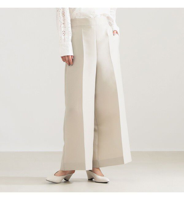 Demi-Luxe BEAMS 「ワイド シルエット パンツ」|チノ|BEIGE