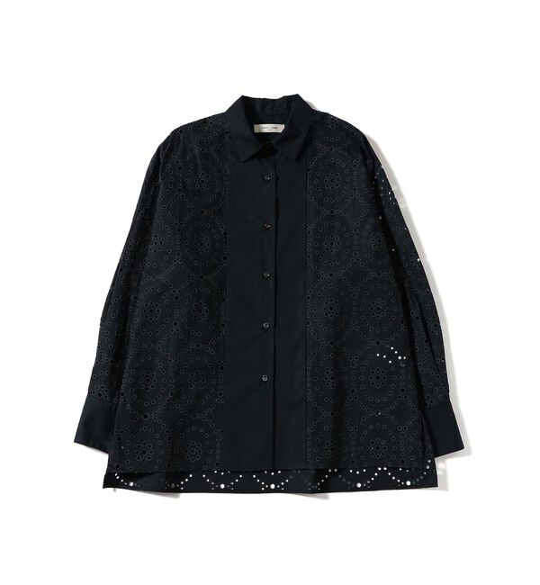 Demi-Luxe BEAMS 「アイレット パターン オーバーシャツ」|シャツ・ブラウス|BLACK