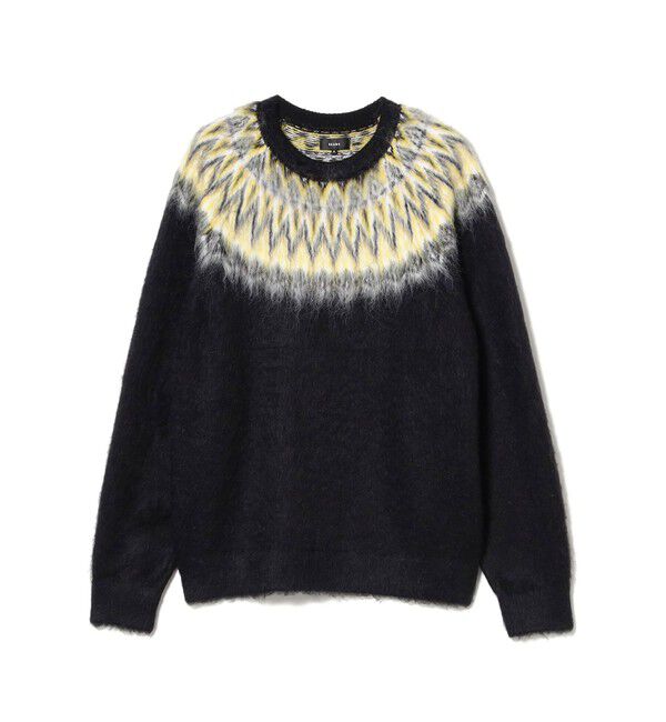 BEAMS「リラックスフィット 5ゲージ ノルディック シャギー ニット」|ニット・セーター|BLACK