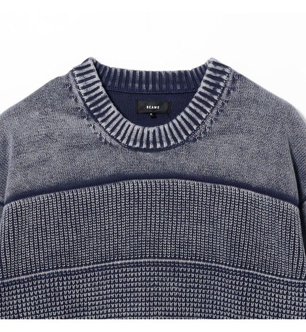 BEAMS「ワイドフィット フェード コットン クルーネック」|ニット・セーター|